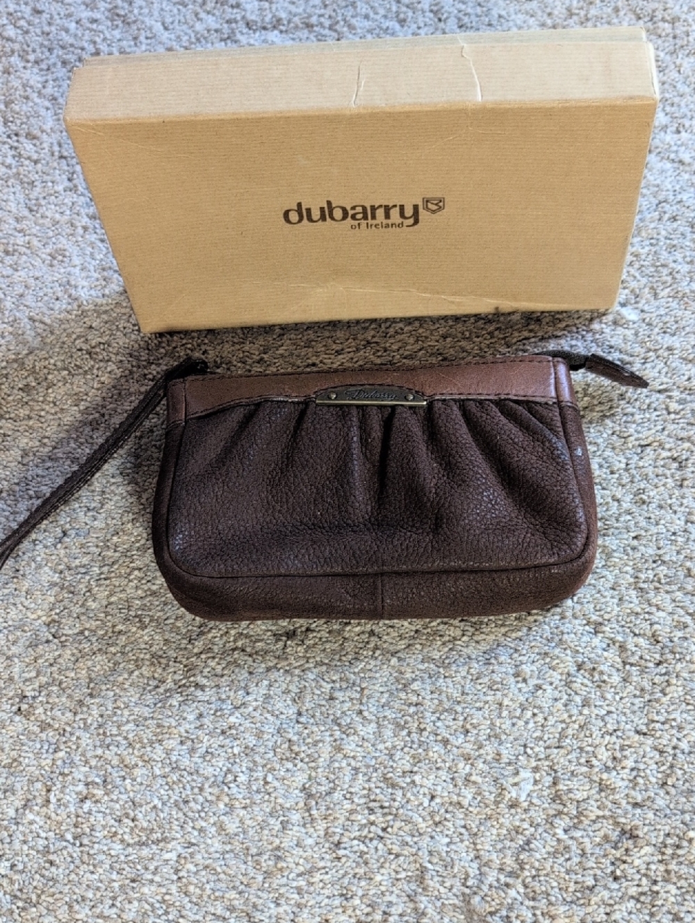Dubarry of Ireland Dark Brown Pebbled Leather Wristlet